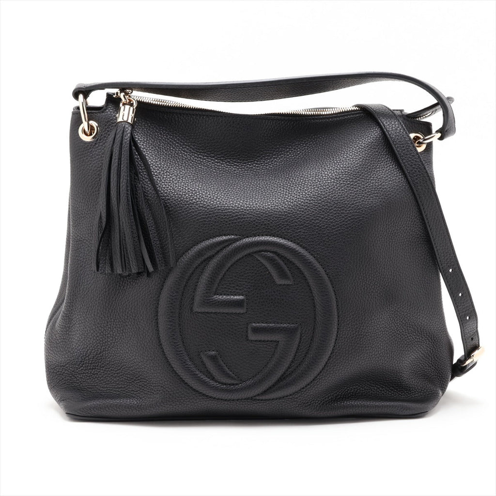Second hand Gucci Soho Leather Zipper Closure Hobo Crossbody Black - Tabita Bags