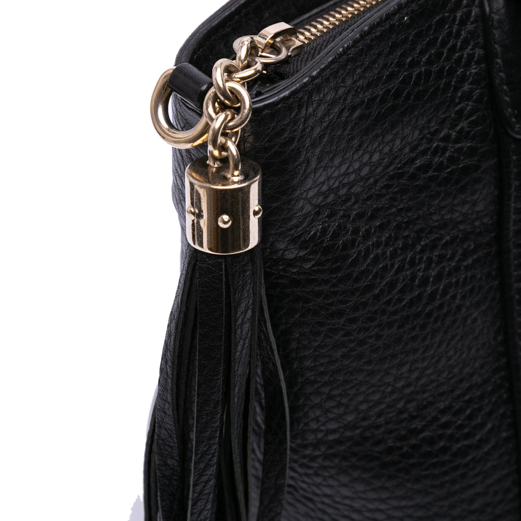 Second hand Gucci Soho Leather Zipper Closure Tote Shoulder Bag Black - Tabita Bags