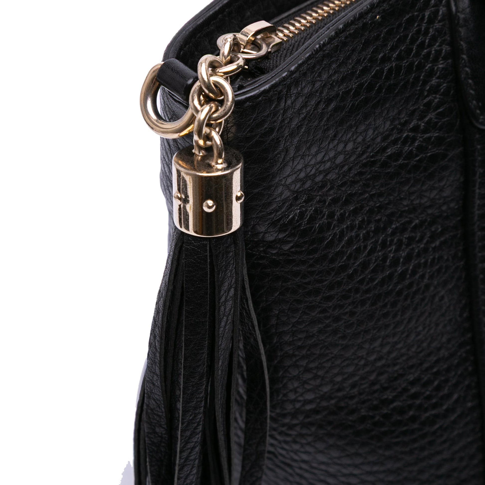 Second hand Gucci Soho Leather Zipper Closure Tote Shoulder Bag Black - Tabita Bags