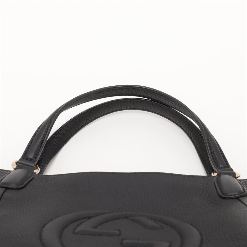 Second hand Gucci Soho Leather Zipper Closure Tote Shoulder Bag Black - Tabita Bags