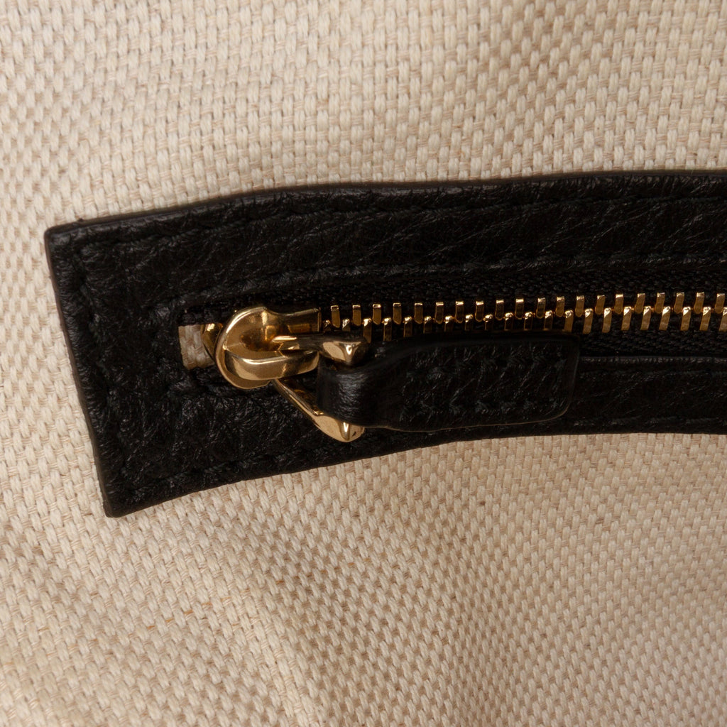 Second hand Gucci Soho Leather Zipper Closure Tote Shoulder Bag Black - Tabita Bags