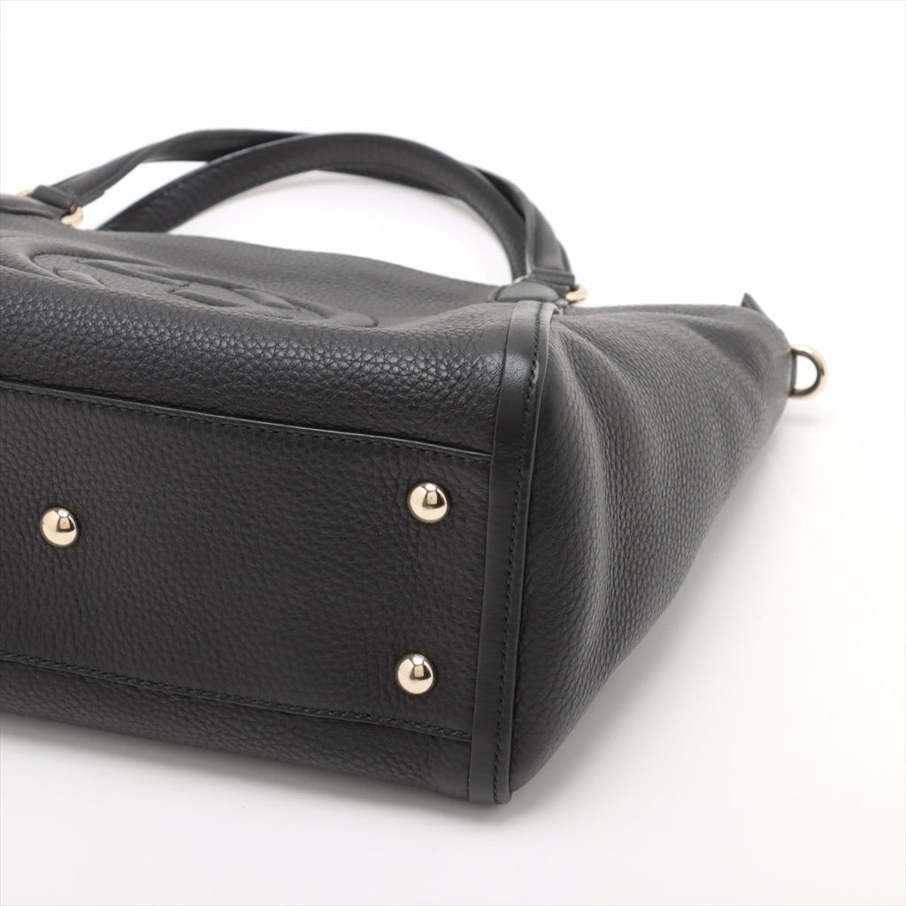 Second hand Gucci Soho Leather Zipper Closure Tote Shoulder Bag Black - Tabita Bags