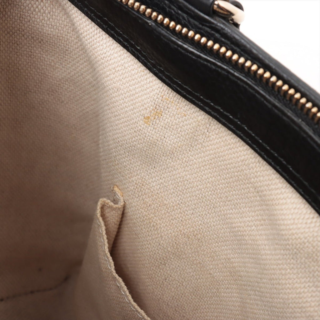Second hand Gucci Soho Leather Zipper Closure Tote Shoulder Bag Black - Tabita Bags