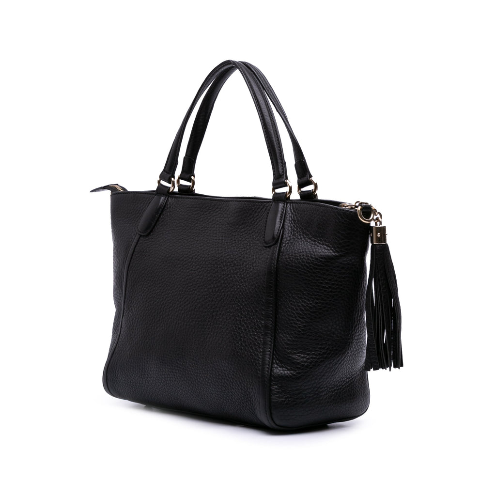 Second hand Gucci Soho Leather Zipper Closure Tote Shoulder Bag Black - Tabita Bags