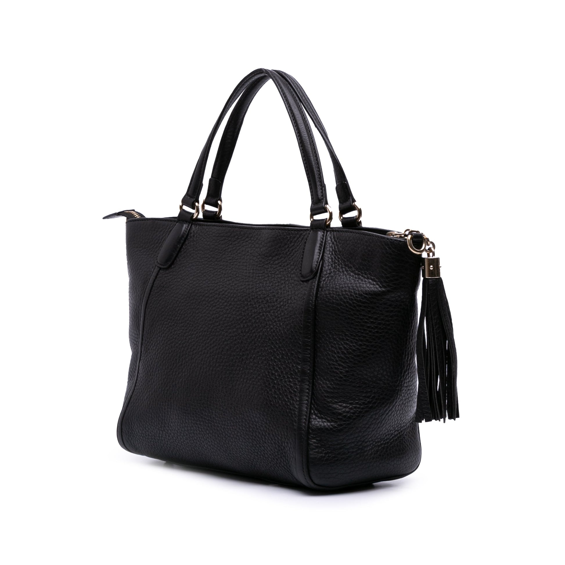 Second hand Gucci Soho Leather Zipper Closure Tote Shoulder Bag Black - Tabita Bags