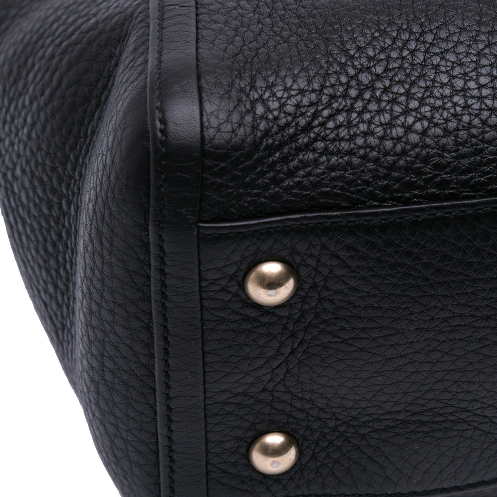 Second hand Gucci Soho Leather Zipper Closure Tote Shoulder Bag Black - Tabita Bags