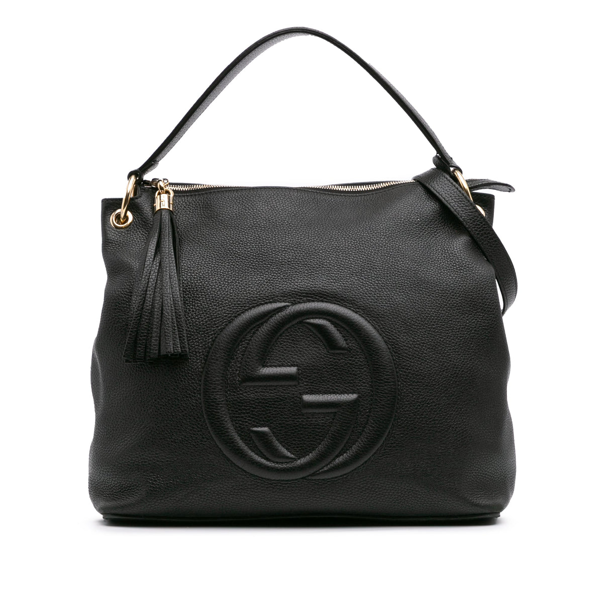 Second hand Gucci Soho Zipper Closure Leather 2 - Ways Hobo Crossbody Black - Tabita Bags