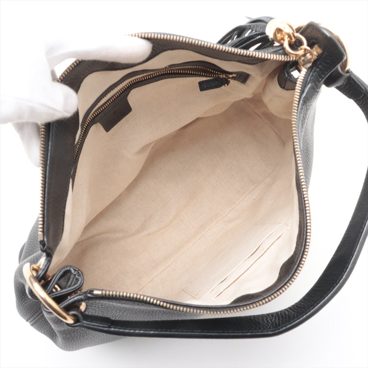Second hand Gucci Soho Zipper Closure Leather 2 - Ways Hobo Crossbody Black - Tabita Bags