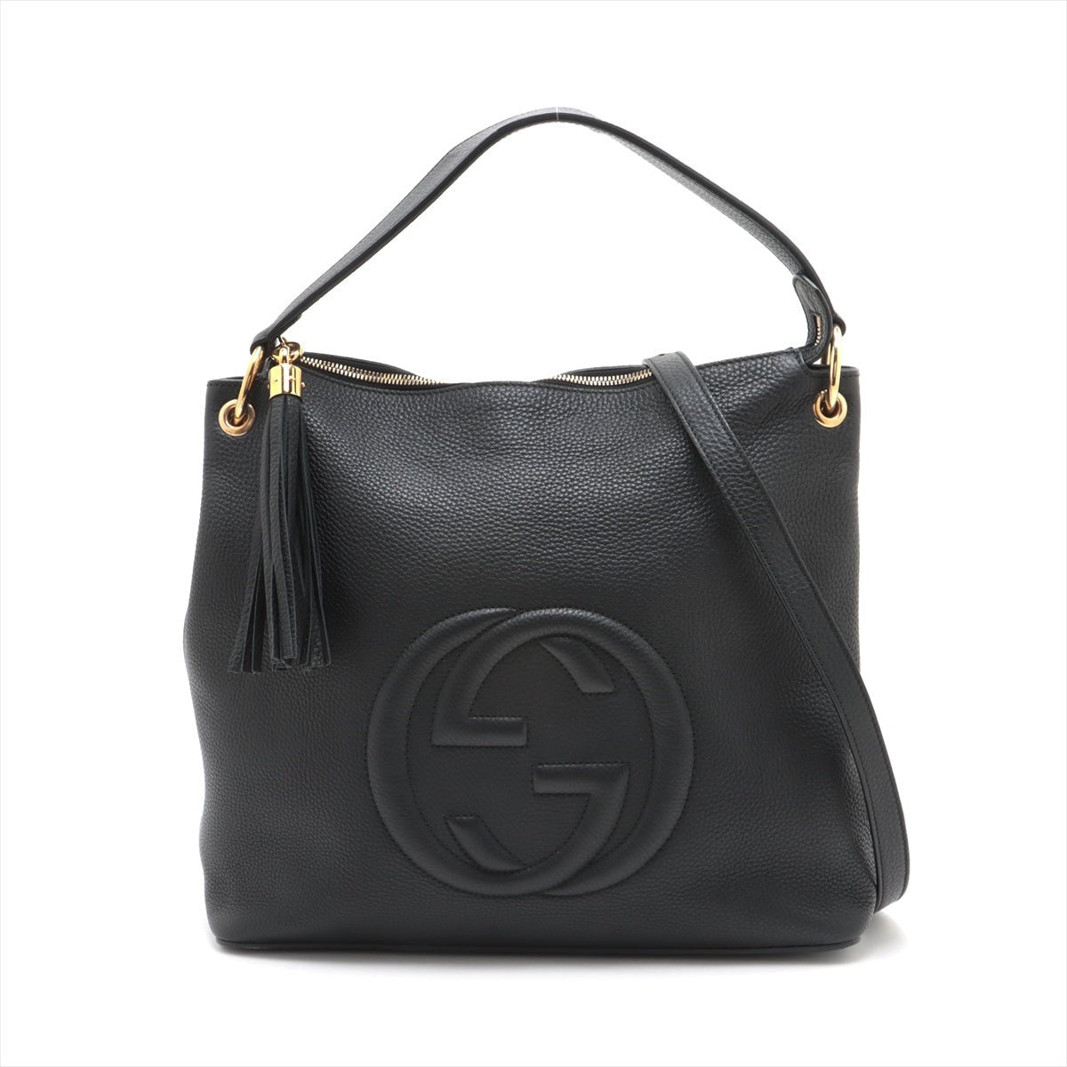 Second hand Gucci Soho Zipper Closure Leather 2 - Ways Hobo Crossbody Black - Tabita Bags