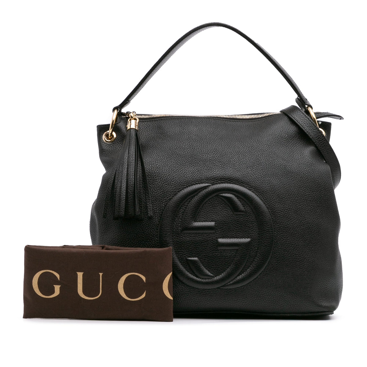 Second hand Gucci Soho Zipper Closure Leather 2 - Ways Hobo Crossbody Black - Tabita Bags