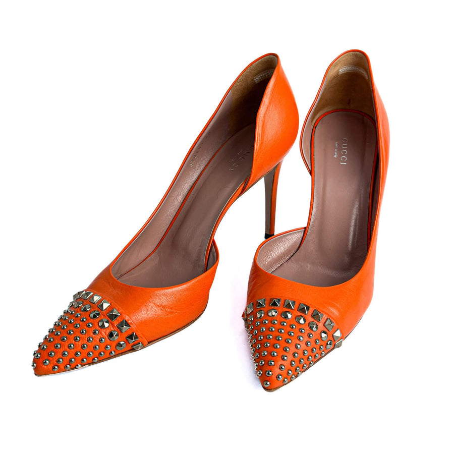 Second hand Gucci Studded Leather Pump 40 Orange - Tabita Bags