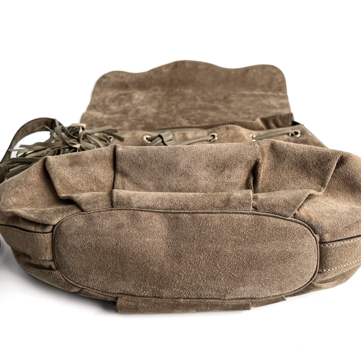 Second hand Gucci Tribeca Suede Messenger Shoulder Bag Beige - Tabita Bags