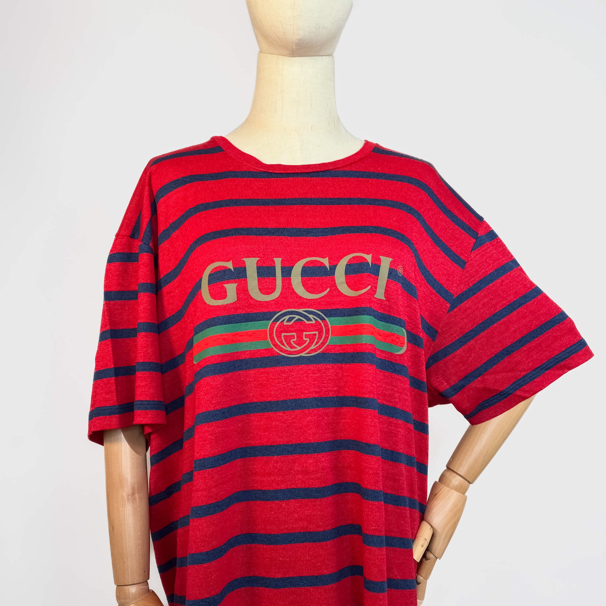 Second hand Gucci Tshirt Striped Line & Cotton Large Printed Bicolor - Tabita Bags