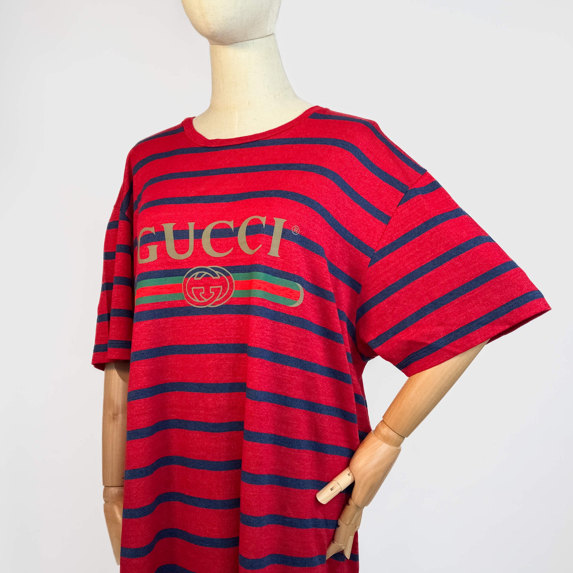 Second hand Gucci Tshirt Striped Line & Cotton Large Printed Bicolor - Tabita Bags