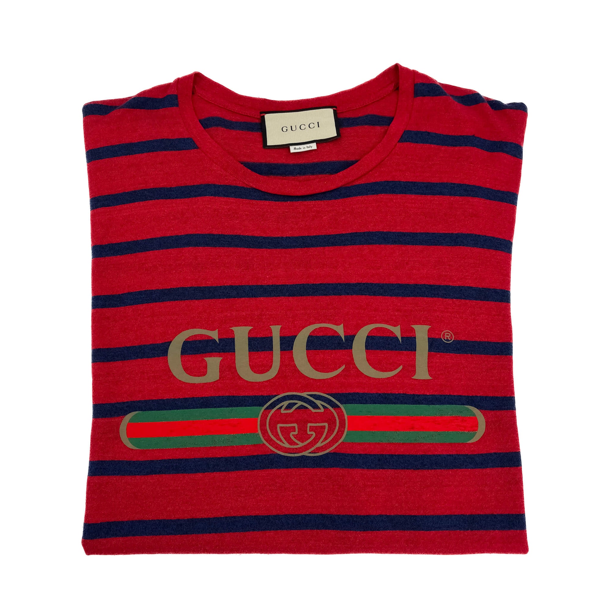 Second hand Gucci Tshirt Striped Line & Cotton Large Printed Bicolor - Tabita Bags