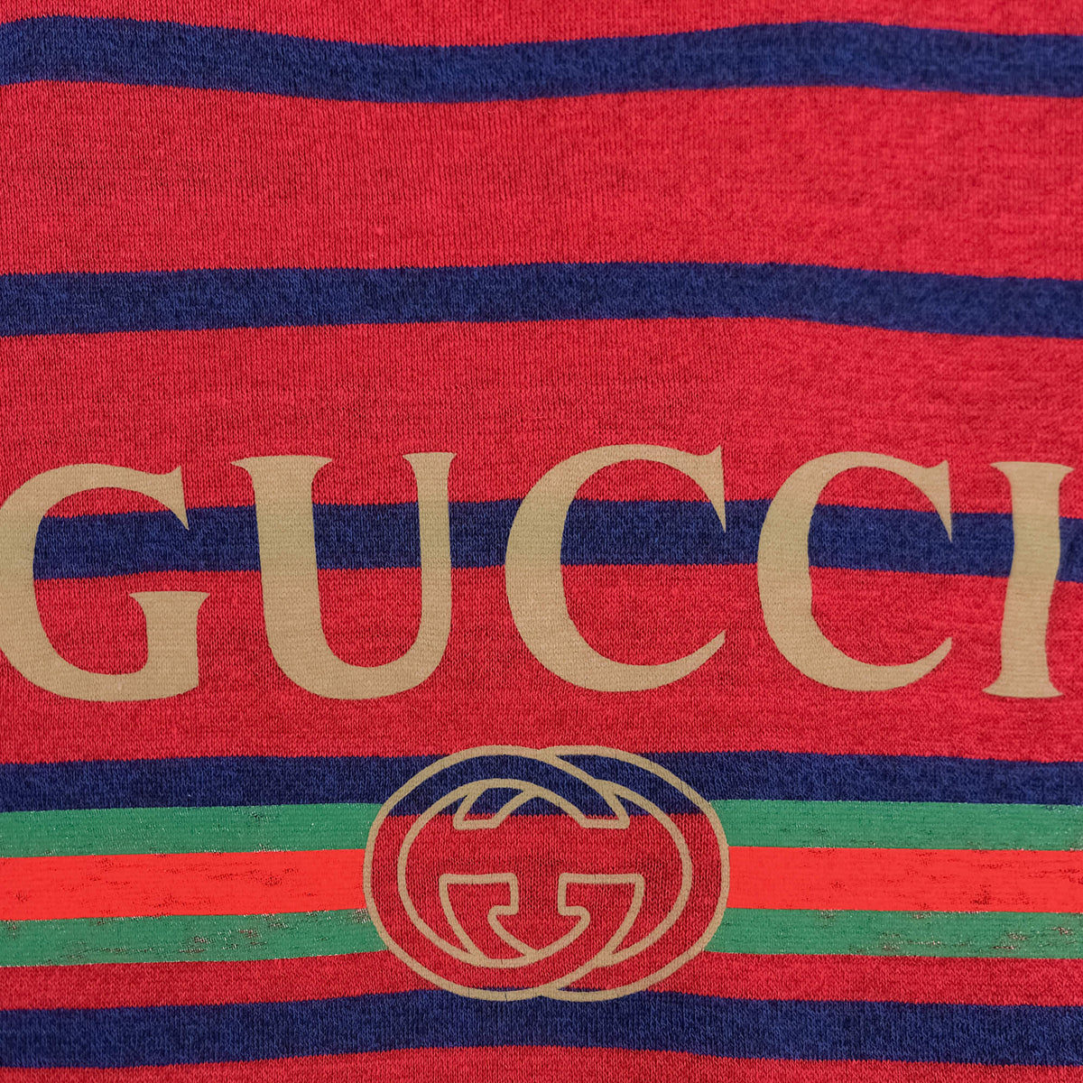 Second hand Gucci Tshirt Striped Line & Cotton Large Printed Bicolor - Tabita Bags