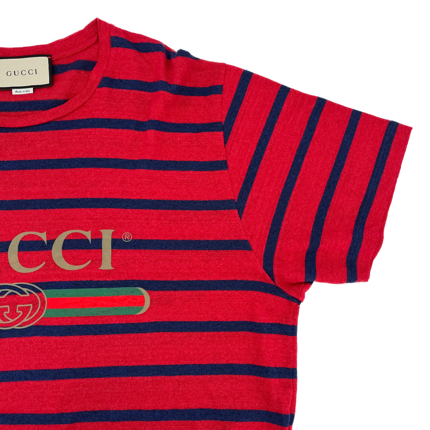 Second hand Gucci Tshirt Striped Line & Cotton Large Printed Bicolor - Tabita Bags