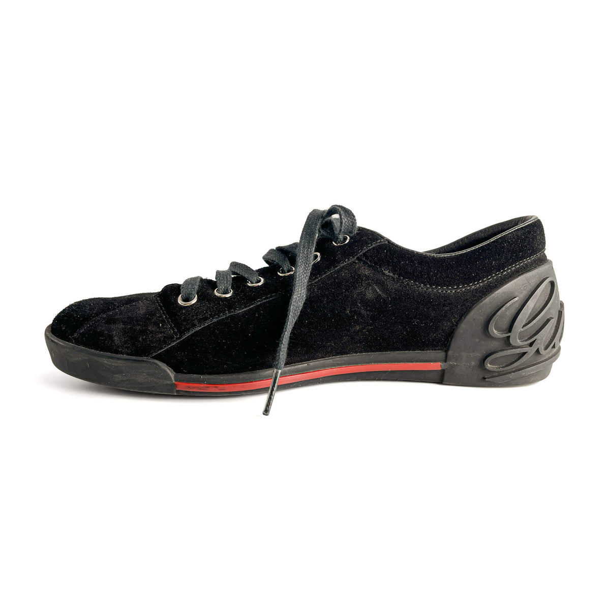 Second hand Gucci Web Boston Suede Sneakers 38 Black - Tabita Bags