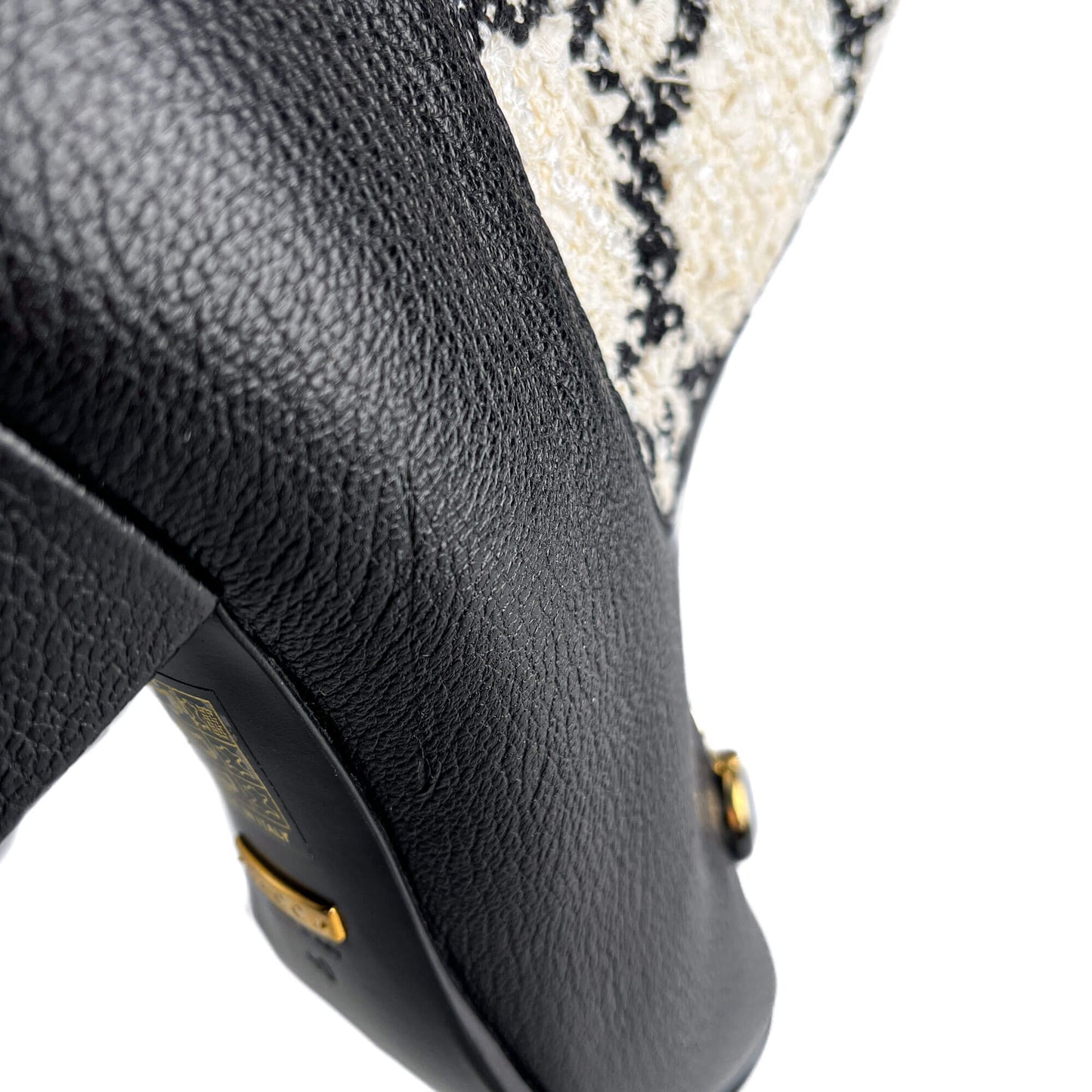 Second hand Gucci Zumi Leather & Fabric GG High Heel Boots 40 Geometric G - Tabita Bags