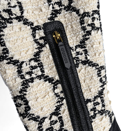 Second hand Gucci Zumi Leather & Fabric GG High Heel Boots 40 Geometric G - Tabita Bags