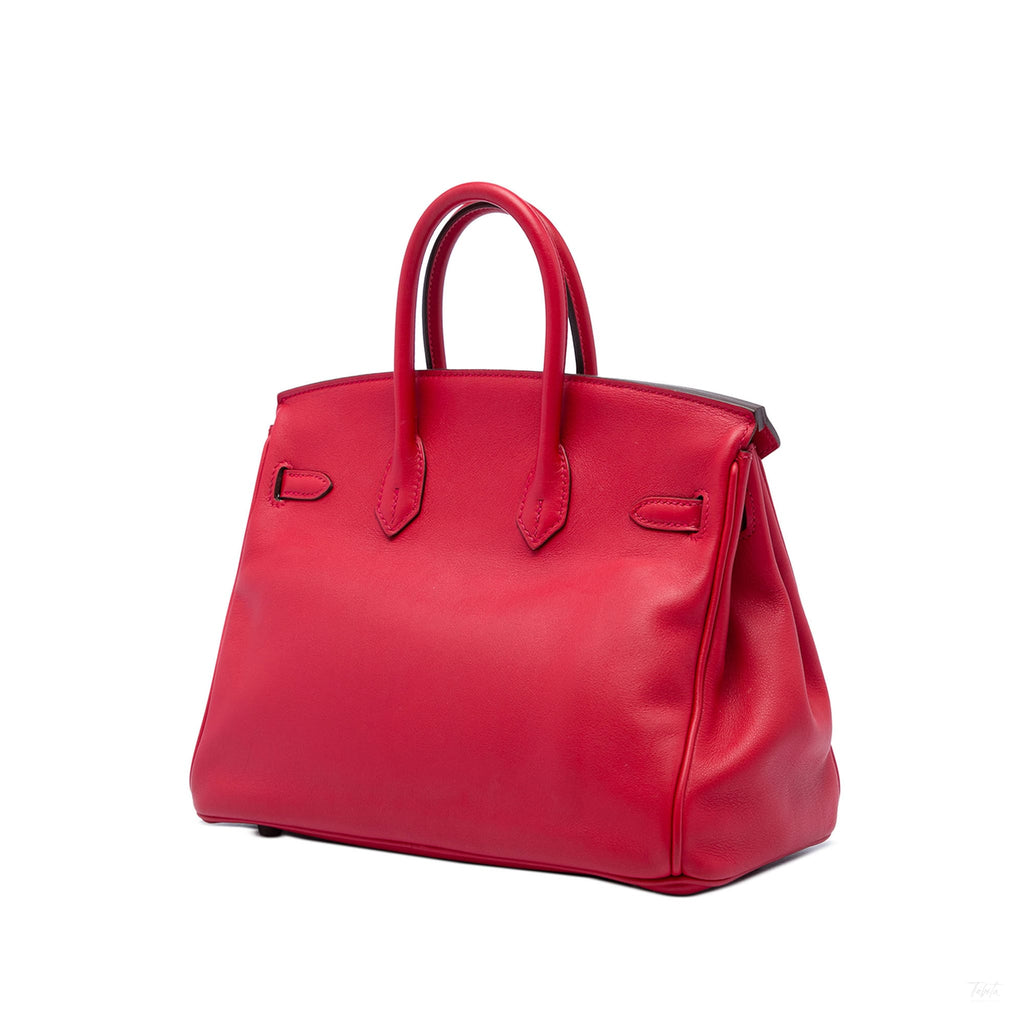 Second hand Hermes Birkin 25 Swift Leather Top-handle Handbag Red - Tabita Bags