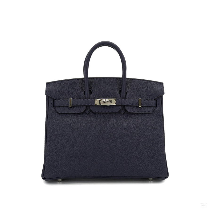 Second hand Hermes Birkin 25 Togo Leather Top-handle Bag Blue - Tabita Bags