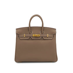 Second hand Hermes Birkin 25 Togo Leather Top-handle Bag Etoupe - Tabita Bags