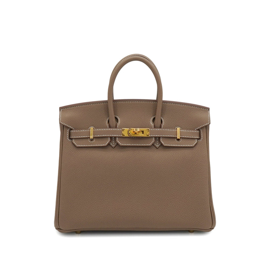 Second hand Hermes Birkin 25 Togo Leather Top-handle Bag Etoupe - Tabita Bags