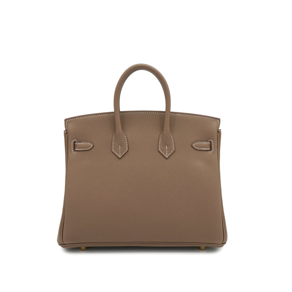 Second hand Hermes Birkin 25 Togo Leather Top-handle Bag Etoupe - Tabita Bags