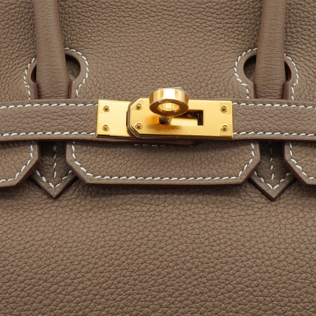 Second hand Hermes Birkin 25 Togo Leather Top-handle Bag Etoupe - Tabita Bags