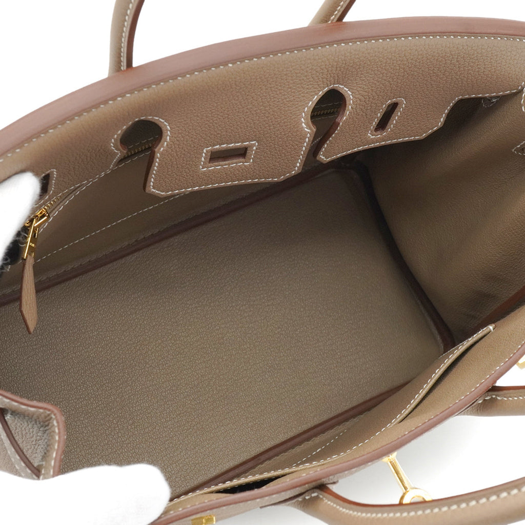 Second hand Hermes Birkin 25 Togo Leather Top-handle Bag Etoupe - Tabita Bags