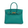 Second hand Hermes Birkin 30 Epsom Leather Top-handle Bag Blue Paon - Tabita Bags
