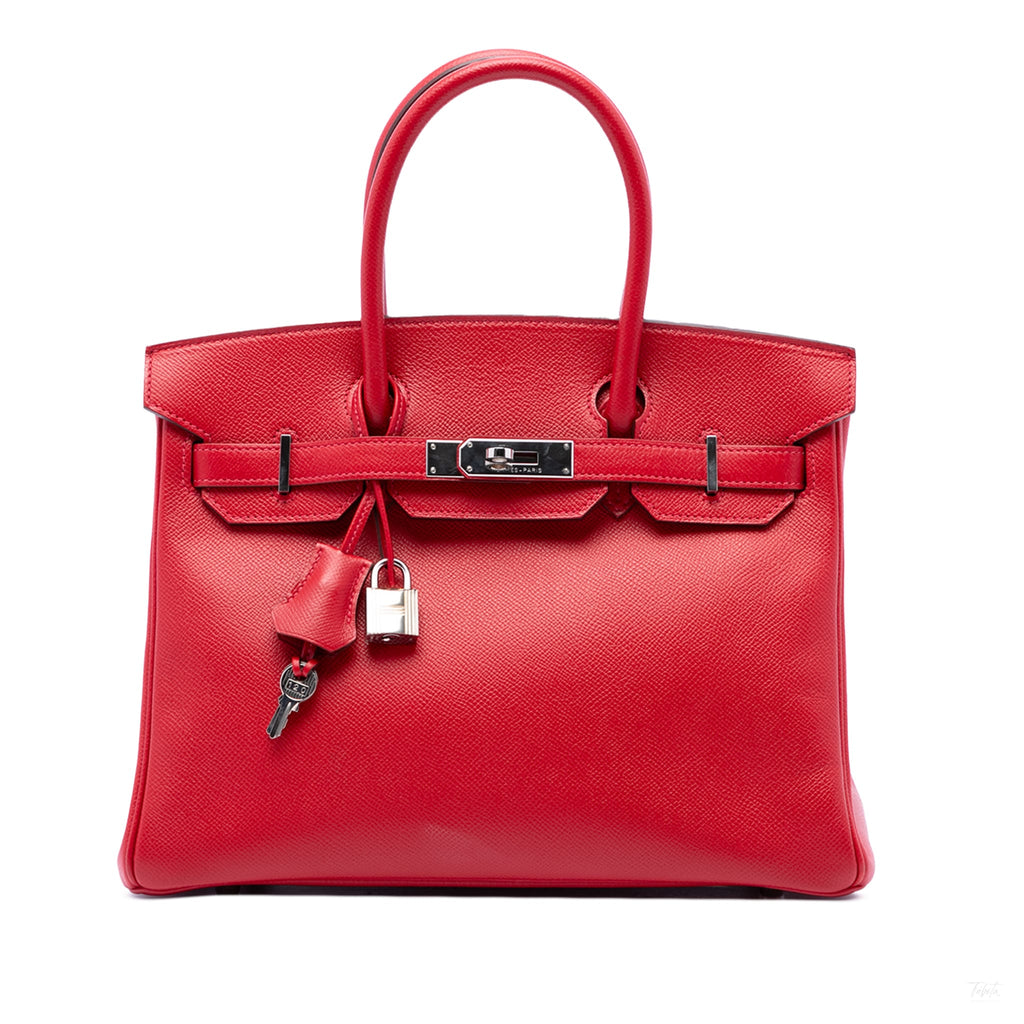 Second hand Hermes Birkin 30 Epsom Leather Top-handle Bag Red - Tabita Bags