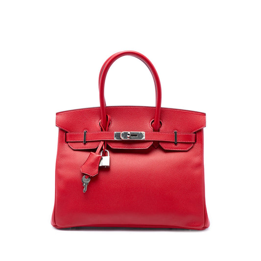 Second hand Hermes Birkin 30 Epsom Leather Top-handle Bag Red - Tabita Bags