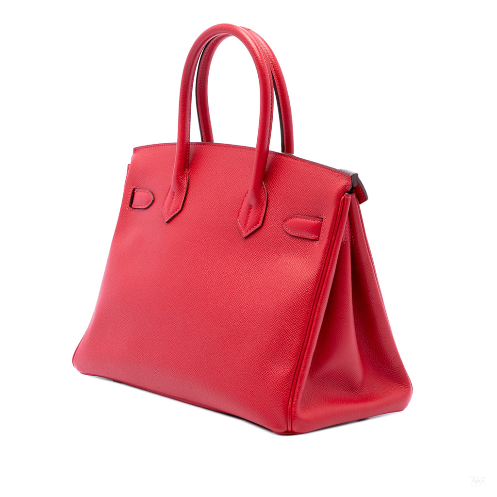 Second hand Hermes Birkin 30 Epsom Leather Top-handle Bag Red - Tabita Bags