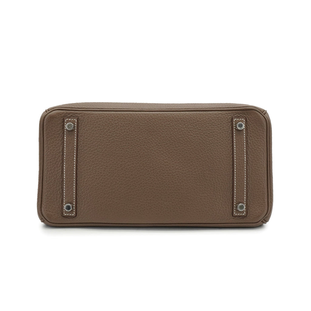 Second hand Hermes Birkin 30 Taurillon Clemence Leather Top-handle Bag Etoupe - Tabita Bags