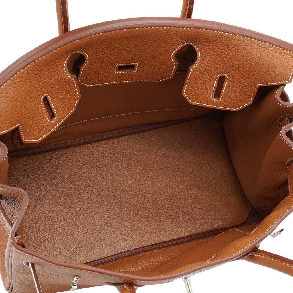 Second hand Hermes Birkin 30 Taurillon Clemence Leather Top-handle Bag Gold - Tabita Bags