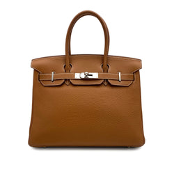 Second hand Hermes Birkin 30 Taurillon Clemence Leather Top-handle Bag Gold - Tabita Bags