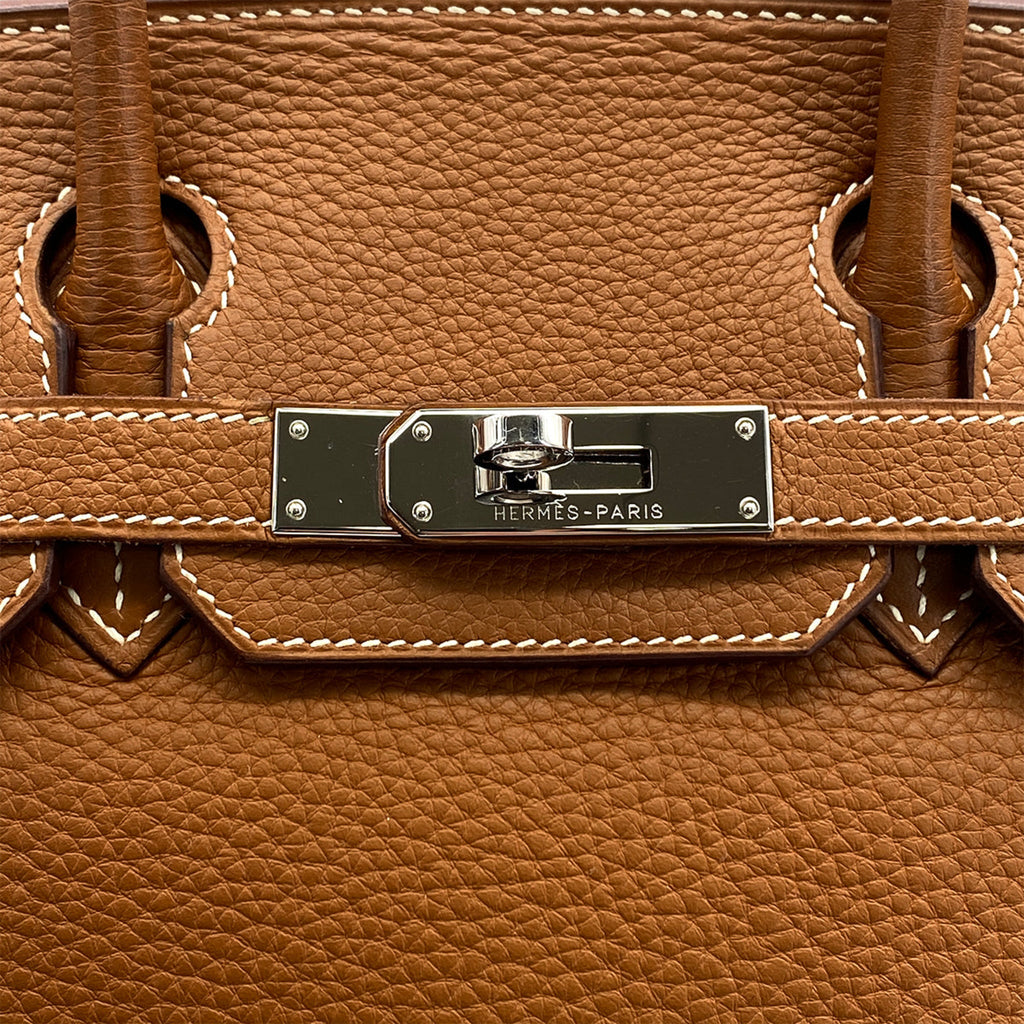 Second hand Hermes Birkin 30 Taurillon Clemence Leather Top-handle Bag Gold - Tabita Bags