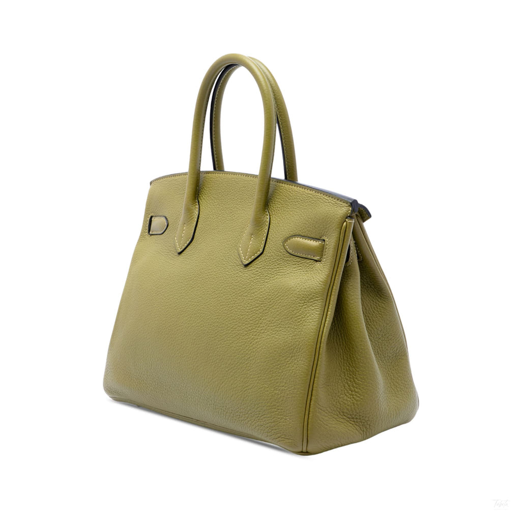 Second hand Hermes Birkin 30 Taurillon Clemence Leather Top-handle Bag Green - Tabita Bags