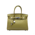 Second hand Hermes Birkin 30 Taurillon Clemence Leather Top-handle Bag Green - Tabita Bags