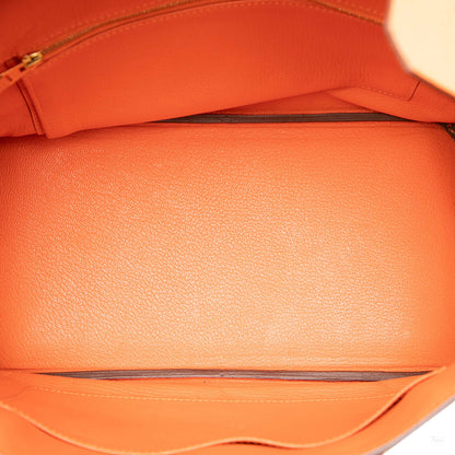 Second hand Hermes Birkin 30 Taurillon Clemence Leather Top - Handle Bag Orange - Tabita Bags