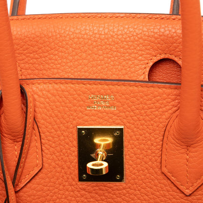 Second hand Hermes Birkin 30 Taurillon Clemence Leather Top - Handle Bag Orange - Tabita Bags