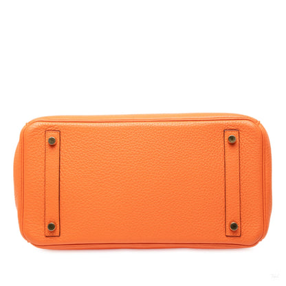 Second hand Hermes Birkin 30 Taurillon Clemence Leather Top - Handle Bag Orange - Tabita Bags