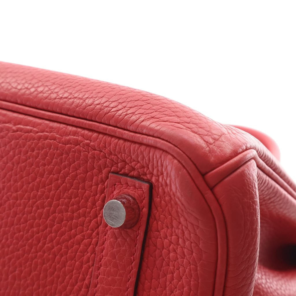 Second hand Hermes Birkin 30 Taurillon Clemence Leather Top-handle Bag Red - Tabita Bags