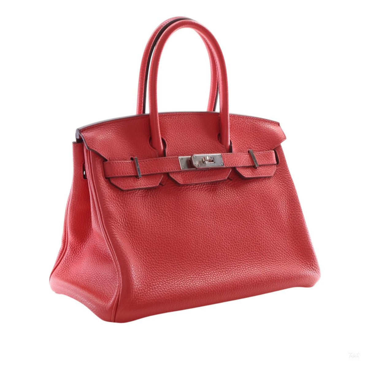 Second hand Hermes Birkin 30 Taurillon Clemence Leather Top-handle Bag Red - Tabita Bags