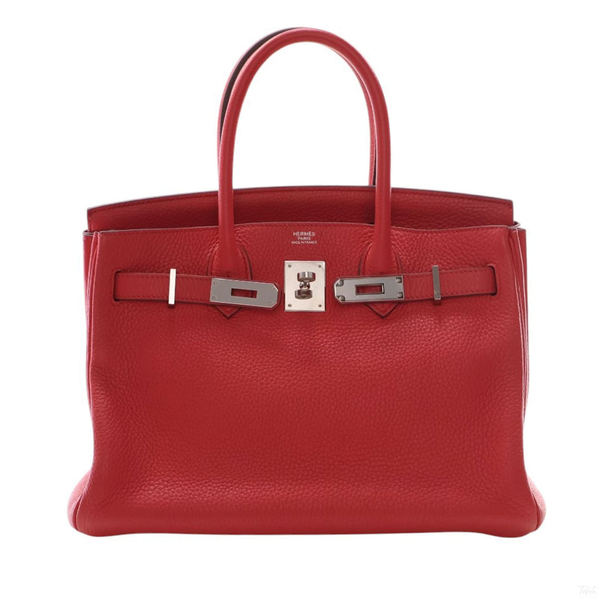 Second hand Hermes Birkin 30 Taurillon Clemence Leather Top-handle Bag Red - Tabita Bags