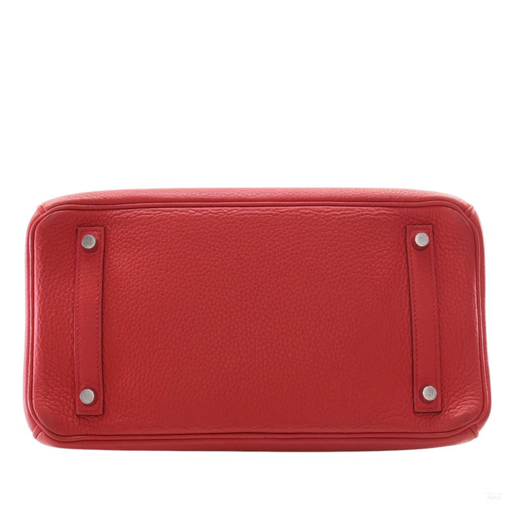 Second hand Hermes Birkin 30 Taurillon Clemence Leather Top-handle Bag Red - Tabita Bags