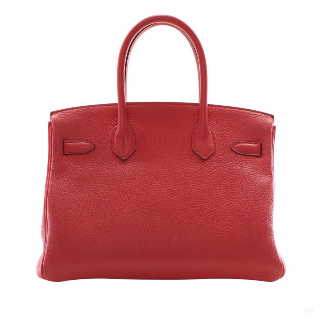Second hand Hermes Birkin 30 Taurillon Clemence Leather Top-handle Bag Red - Tabita Bags
