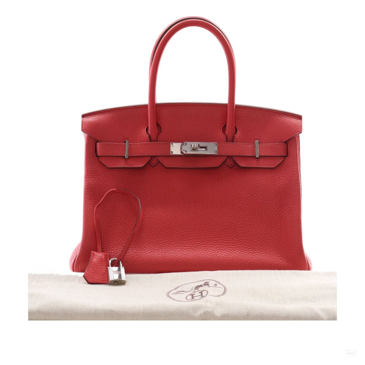 Second hand Hermes Birkin 30 Taurillon Clemence Leather Top-handle Bag Red - Tabita Bags